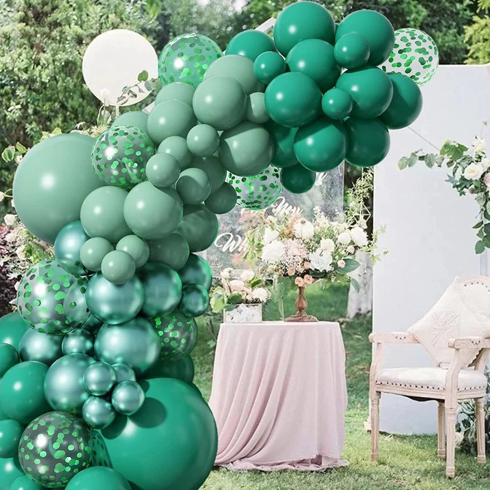 Sage Green Balloons Garland Kits, 97 PCS Sage Green Metallic Green Confetti Latex Balloons Happy Birthday Balloons Baby Shower Decorations Wedding Balloons