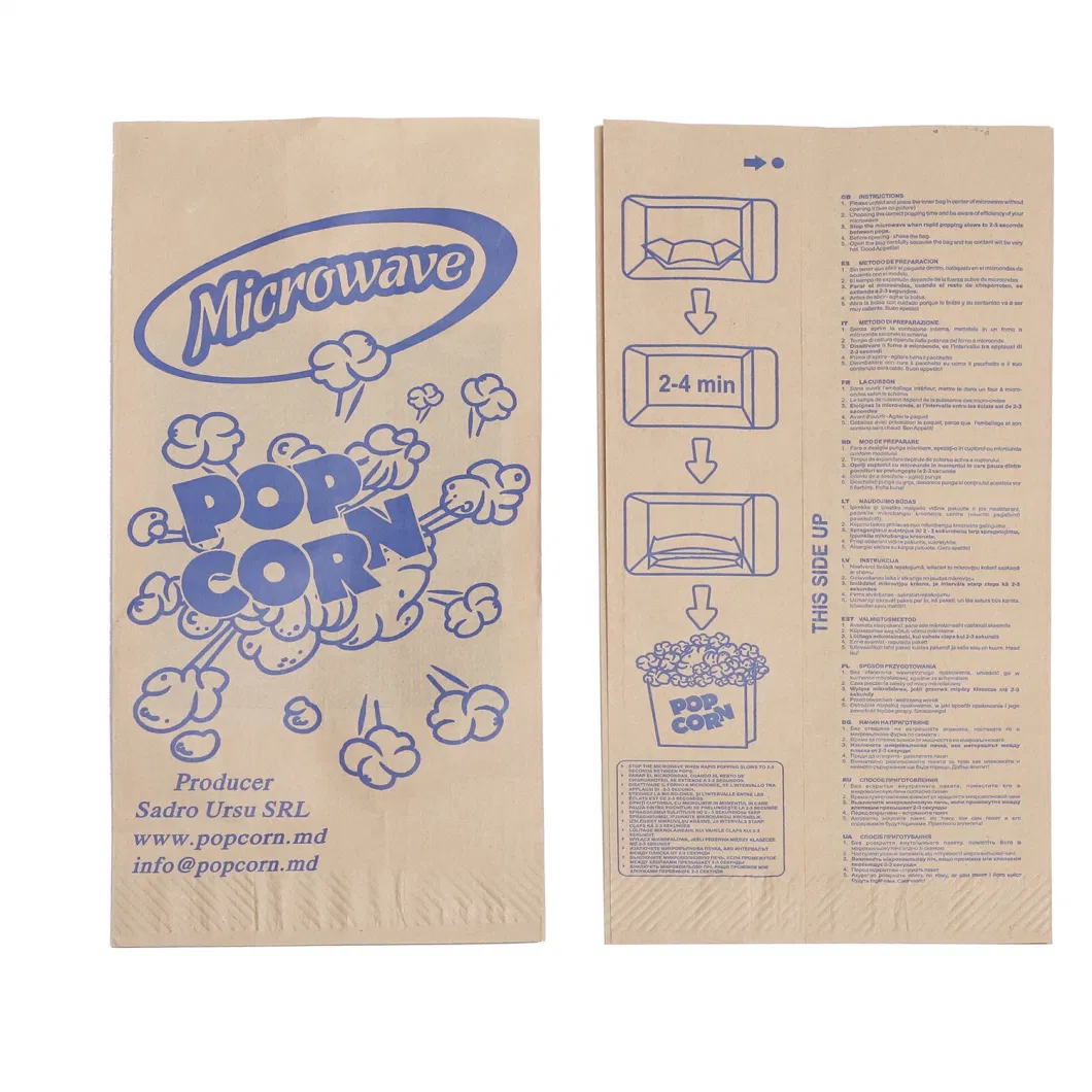 High-End Oil-Resistant Kraft White Paper Paper Bag Microwavey Popcorn Pouch Packing