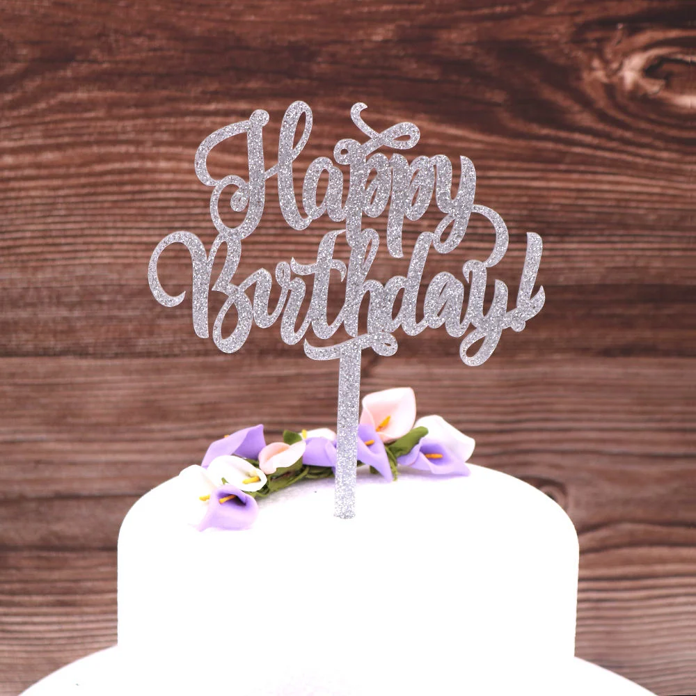 Wholesale Birthday Decor Happy Birthday Glitter Acrylic Cake Topper