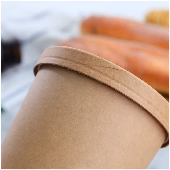Ciotola per zuppa di carta Kraft da 8 Oz Secchiello per alimenti usa e getta Bicchiere di carta per gelato Rotondo Dessert Porridge Confezione da asporto Ciotola per zuppa con coperchio
